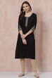 Petrol Blue LIVA Straight Kurta image number 2
